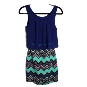 Emerald Sundae Open Back Chevron Mint Blue Dress